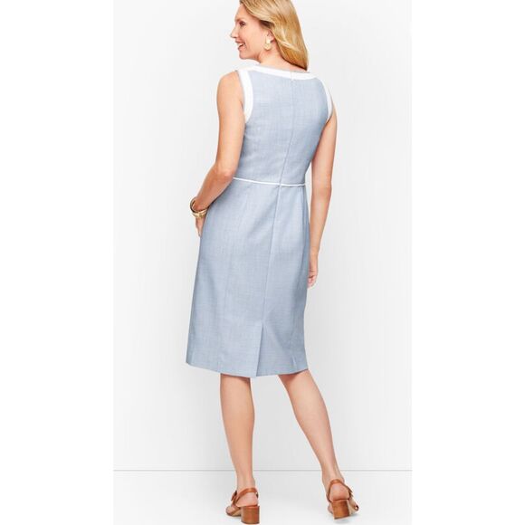 NWT Talbots 2-Pcs Sheath Dress 14 Jacket 12P Lightweight Tweed Blue - Picture 3 of 11